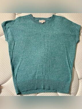 LOFT Teal Marled Knit Crew Sweater